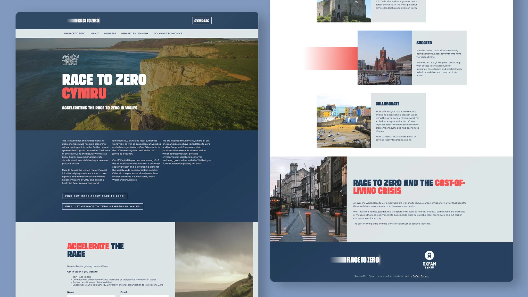 Oxfam, Race to Zero Website Design and Build