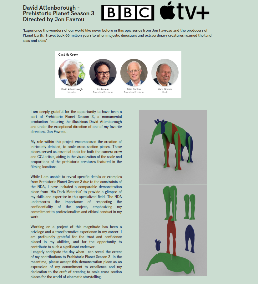 Prehistoric Planet with David Attenborough - Cad work, making on-site reference models for camera crews and CGI artists