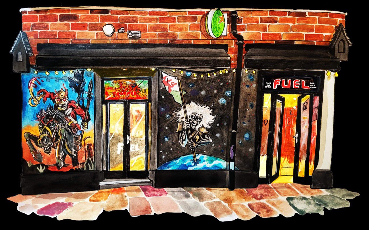 Illustration of Fuel nightclub. Credit Jack Skivens for Minty's Gig guide.