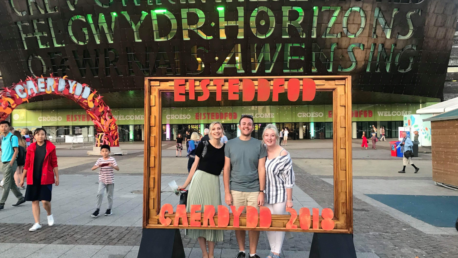 Carys with her friends at the Eisteddfod 