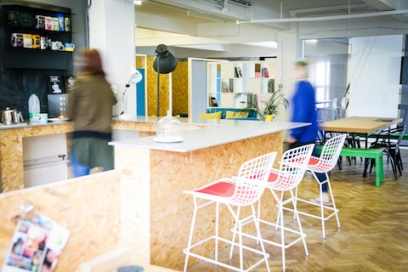 The Sustainable Studio space with breakfast bar and chairs