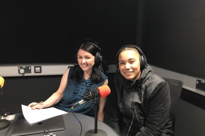 Kayleigh Mcleod in the studio with DJ Monique B