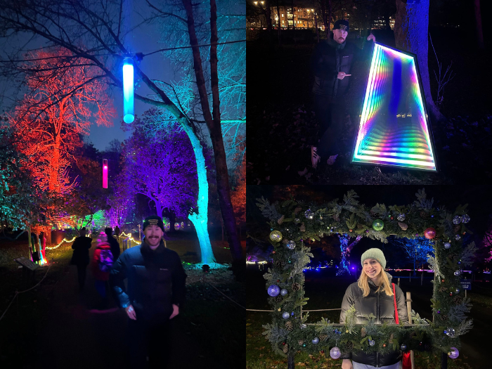 Creative Cardiff's John and Carys enjoying the Bute park light trail