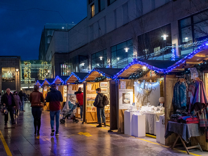 multiple stalls from the Cardiff Christmas Markets