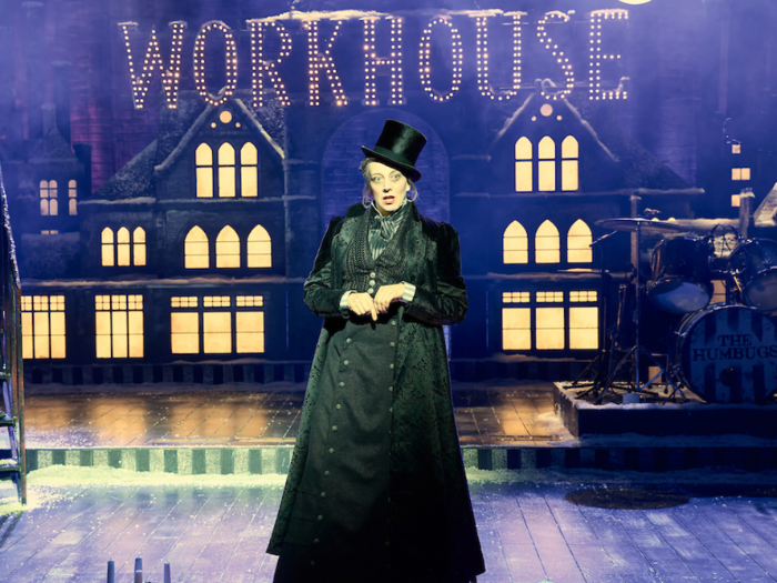 an image of a cast member on stage from A Christmas Carol