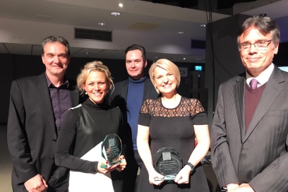 Celebrating Excellence - Professor Justin Lewis, Sara Pepper, Professor Damian Walford Davies, Jo Marshall-Stevens and Professor Stuart Allan